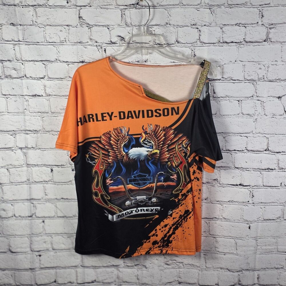 Unbranded Women's Large Harley Davidson Off The Shoulder Shirt